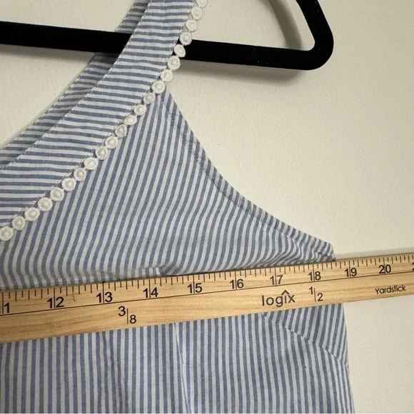 Soma 100% Cotton Embroidered Sleep Dress Striped Size M Cottage Core Floral - Picture 7 of 9